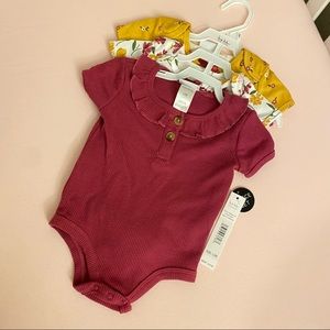 Nicole Miller 3 Pk Short Sleeve Bodysuit